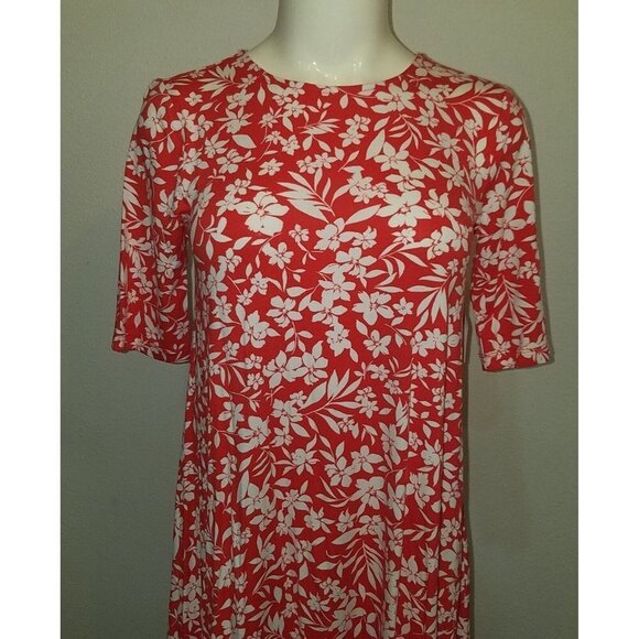 NWT Old Navy Floral Dress Size XS Short Salmon/Red + Ivory - Picture 2 of 8